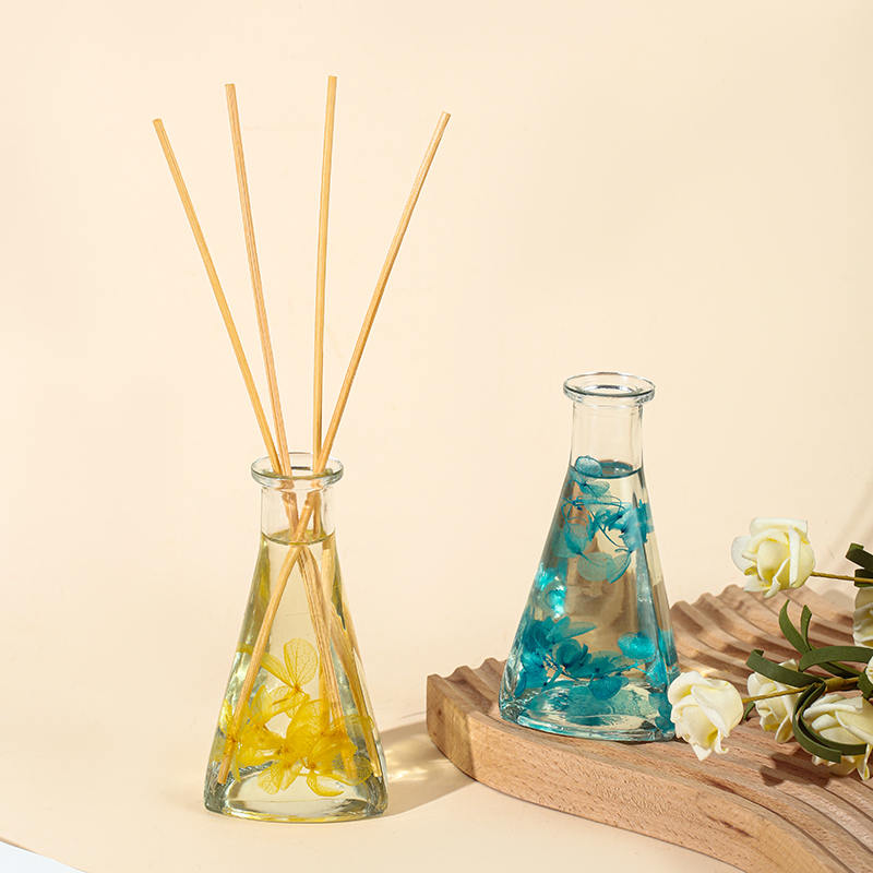 Bouteille triangulaire de fleurs séchées de vigne, diffuseur de roseaux d'aromathérapie d'intérieur sans feu