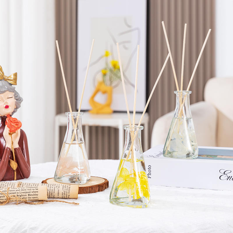 Bouteille triangulaire de fleurs séchées de vigne, diffuseur de roseaux d'aromathérapie d'intérieur sans feu