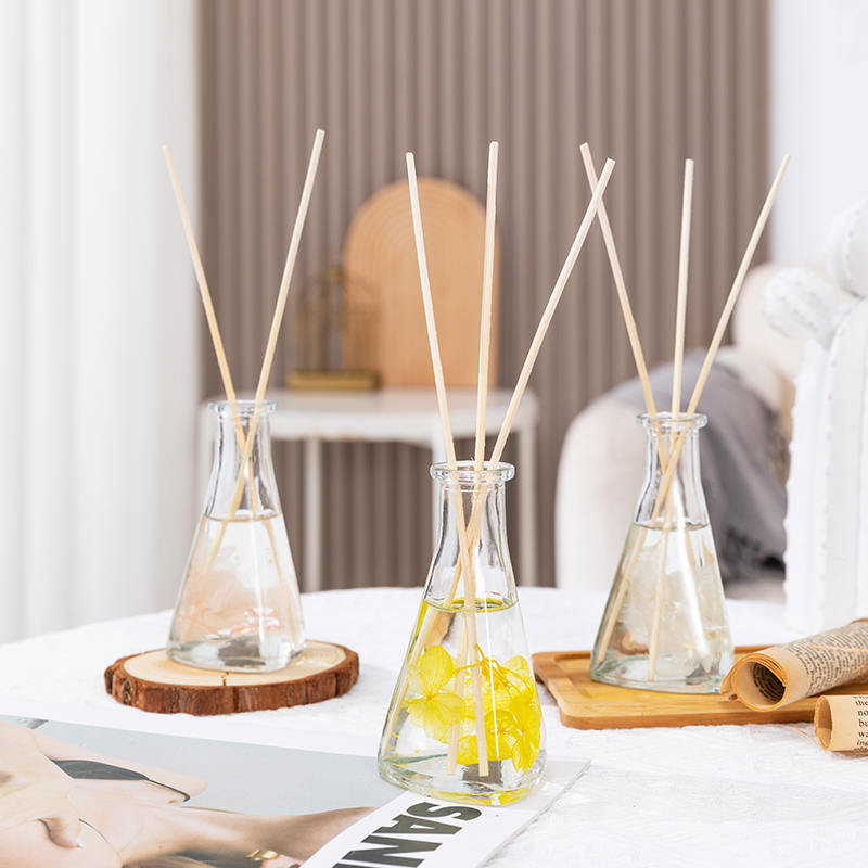 Bouteille triangulaire de fleurs séchées de vigne, diffuseur de roseaux d'aromathérapie d'intérieur sans feu