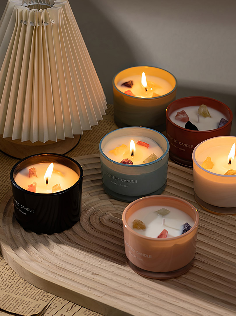 Bougie en pierre de cristal de parfum émotionnel de dopamine