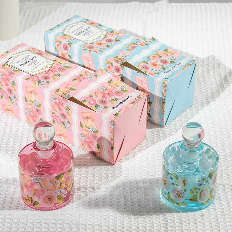 Diffuseur à roseaux en bouteille ronde en verre élégant pour la fête des mères