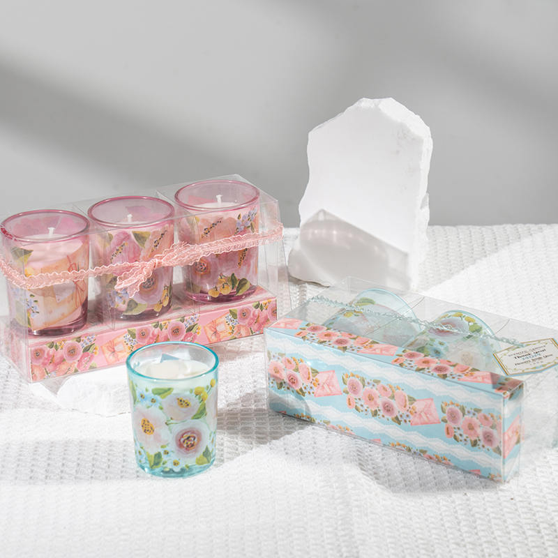 Bougies parfumées classiques en forme de petite tasse ronde en verre pour la fête des mères, ensemble de 3 pièces, fabricant de bougies de soja écologiques