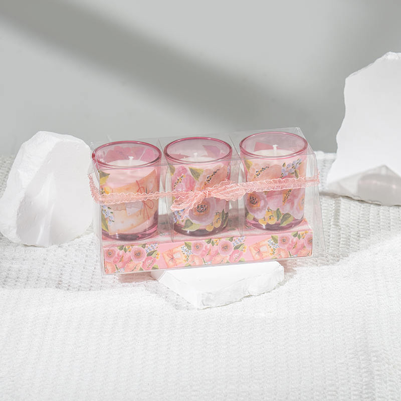 Bougies parfumées classiques en forme de petite tasse ronde en verre pour la fête des mères, ensemble de 3 pièces, fabricant de bougies de soja écologiques