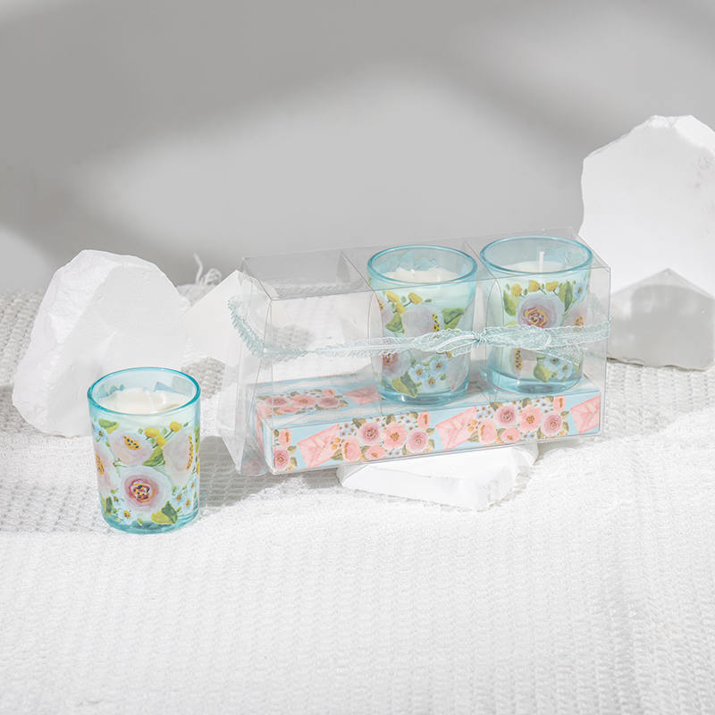 Bougies parfumées classiques en forme de petite tasse ronde en verre pour la fête des mères, ensemble de 3 pièces, fabricant de bougies de soja écologiques