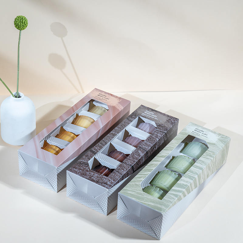 Ensemble de 4 petits bougeoirs en verre nain à rayures verticales