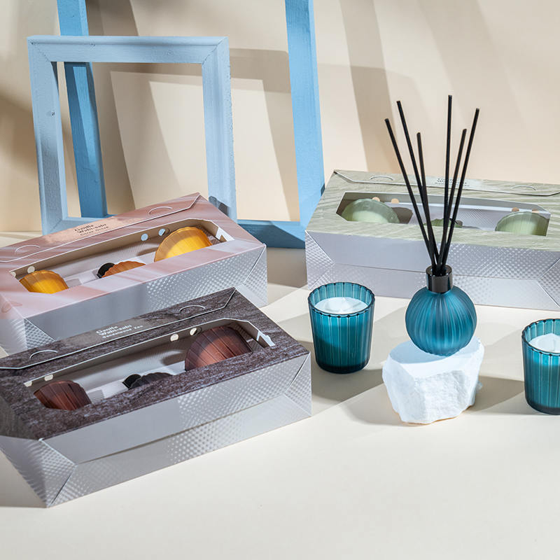 Bougies parfumées à petits verres à rayures verticales X2 Bouteille diffuseur à roseaux volatils à petite ampoule à rayures verticales