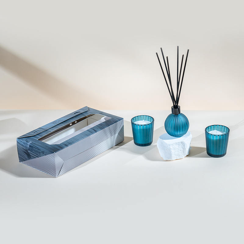 Bougies parfumées à petits verres à rayures verticales X2 Bouteille diffuseur à roseaux volatils à petite ampoule à rayures verticales