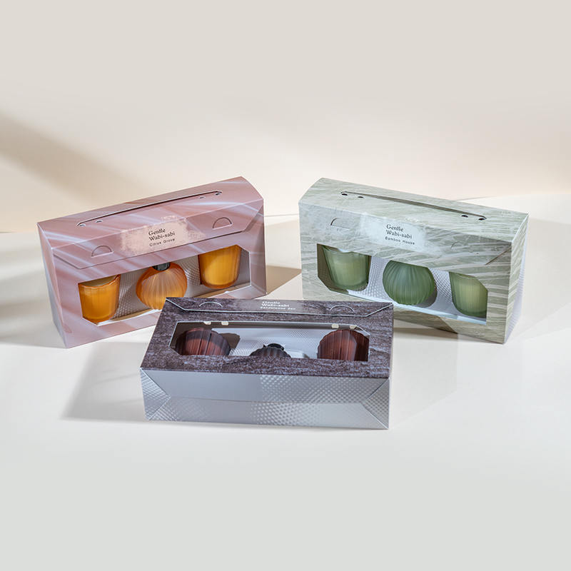 Bougies parfumées à petits verres à rayures verticales X2 Bouteille diffuseur à roseaux volatils à petite ampoule à rayures verticales