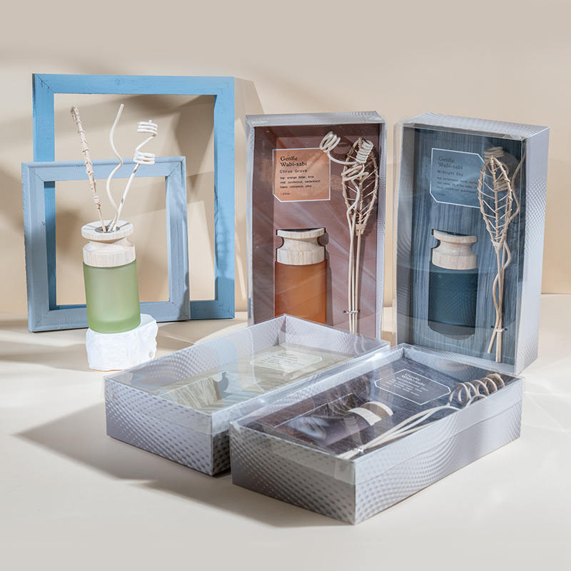 Diffuseur à roseaux haut de gamme en flacon de verre cylindrique avec vendeur de diffuseur d'arôme en bâton en bois