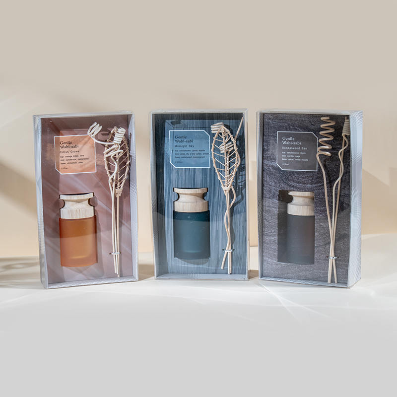 Diffuseur à roseaux haut de gamme en flacon de verre cylindrique avec vendeur de diffuseur d'arôme en bâton en bois
