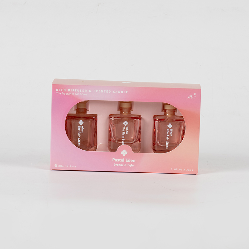 Ensemble de diffuseur de roseaux en bouteille carrée 3 pièces-ensemble d'arômes 3 pièces