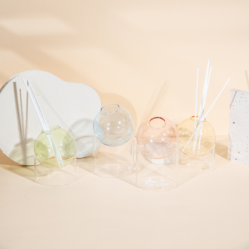 Base en verre transparent, diffuseur de roseaux de type boule de verre, aromathérapie
