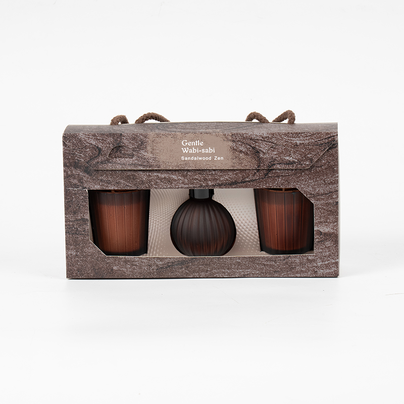 Bougies parfumées à petits verres à rayures verticales X2 Bouteille diffuseur à roseaux volatils à petite ampoule à rayures verticales