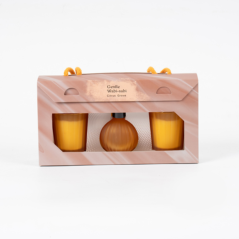 Bougies parfumées à petits verres à rayures verticales X2 Bouteille diffuseur à roseaux volatils à petite ampoule à rayures verticales