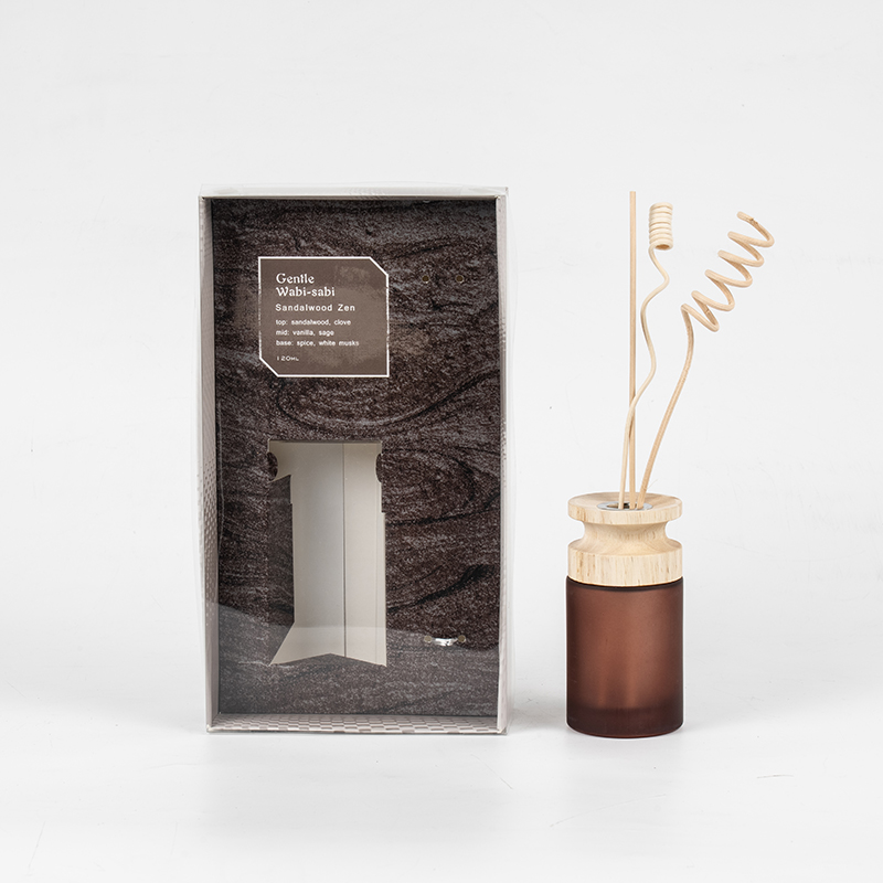 Diffuseur à roseaux haut de gamme en flacon de verre cylindrique avec vendeur de diffuseur d'arôme en bâton en bois