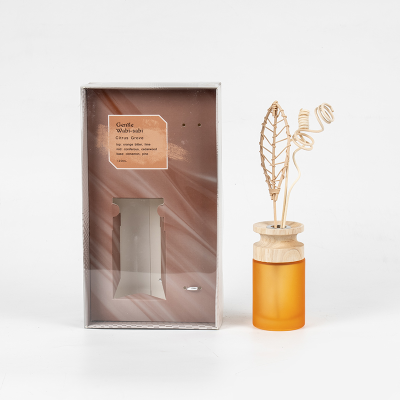 Diffuseur à roseaux haut de gamme en flacon de verre cylindrique avec vendeur de diffuseur d'arôme en bâton en bois