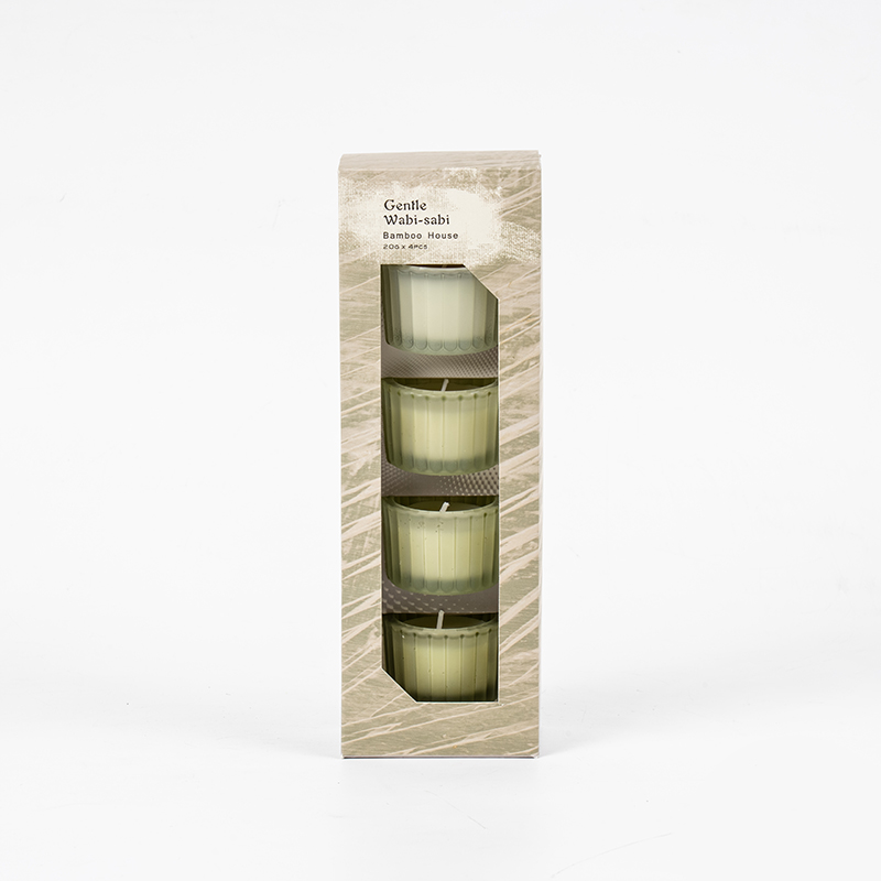 Ensemble de 4 petits bougeoirs en verre nain à rayures verticales