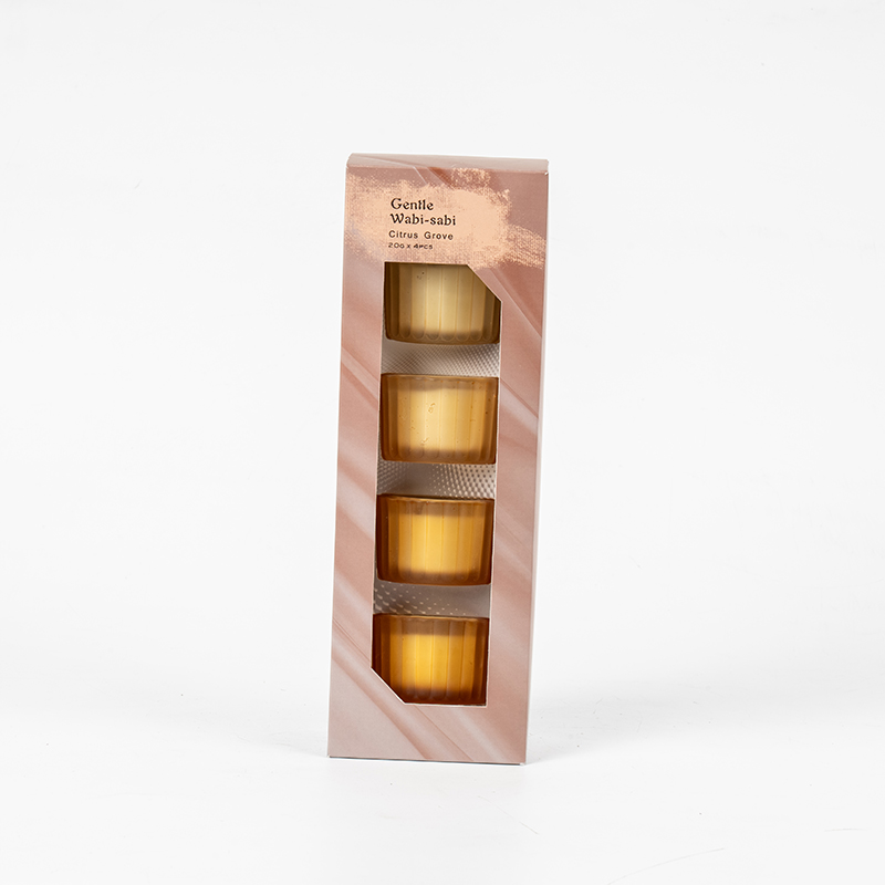 Ensemble de 4 petits bougeoirs en verre nain à rayures verticales