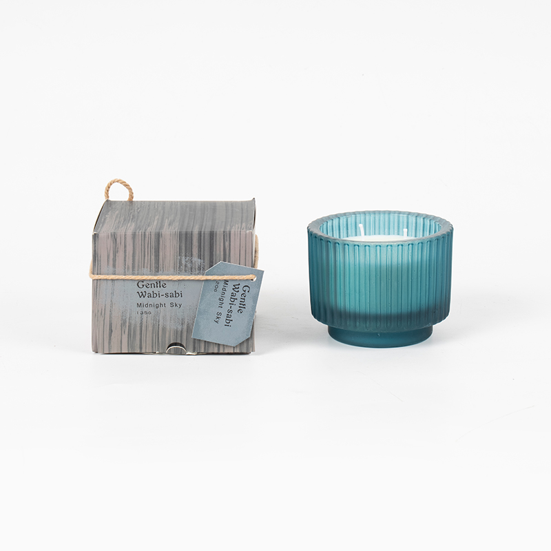 Bougie ronde en verre avec rayures verticales, bougies parfumées, vendeur de bougies en cire de soja écologique