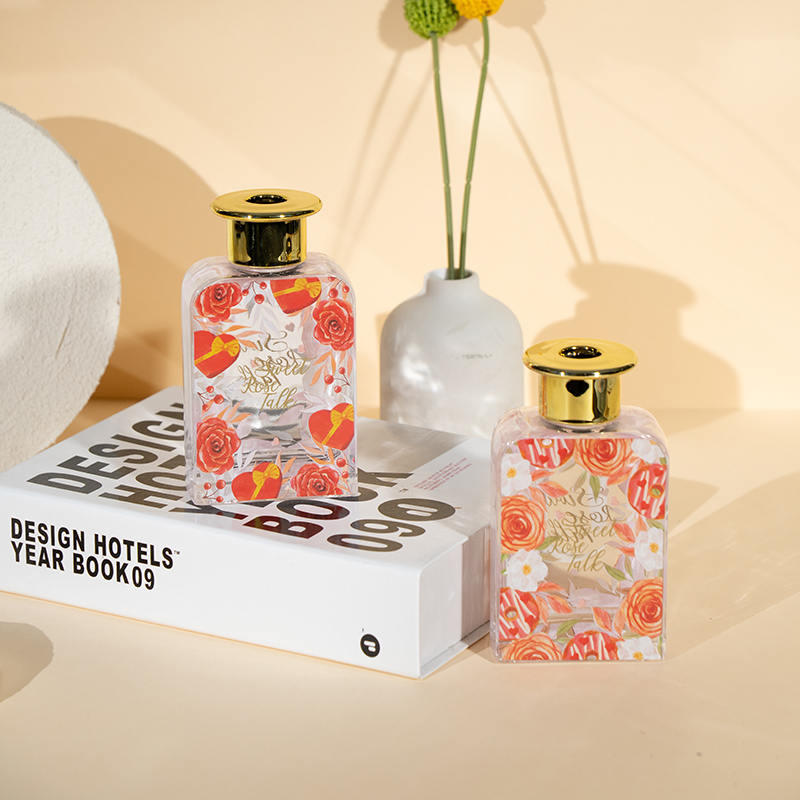 Diffuseur de roseaux en bouteille carrée haute pour la saint-valentin, collection d'huiles de qualité supérieure pour la saint-valentin